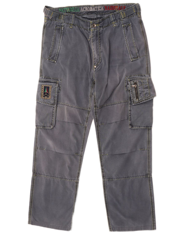 Aeronautica Militare Mens Straight Cargo Trousers IT 50 Large W34 L29 Blue
