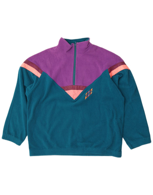Brugi Mens Zip Neck Fleece Jumper XL Blue Colourblock Sports