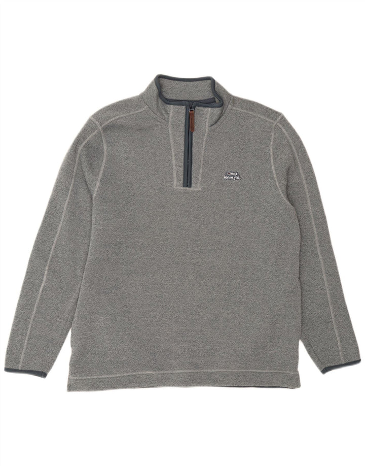 Weird Fish Mens Zip Neck Sweatshirt Jumper Large Blue Flecked Polyester
