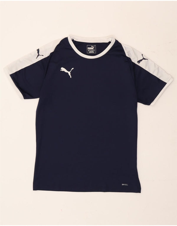 Puma Mens T-Shirt Top Small Navy Blue Colourblock