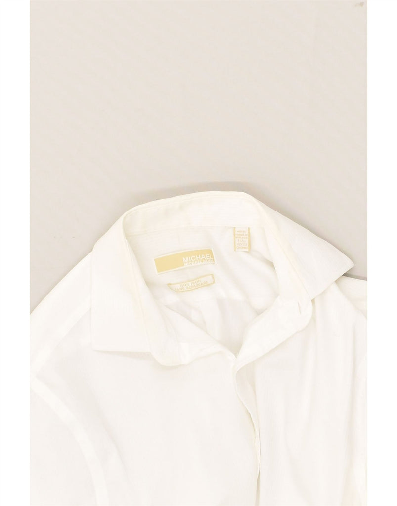 MICHAEL KORS Mens NON - IRON Shirt Size 15 1/2 Medium White Cotton | Vintage Michael Kors | Thrift | Second-Hand Michael Kors | Used Clothing | Messina Hembry 