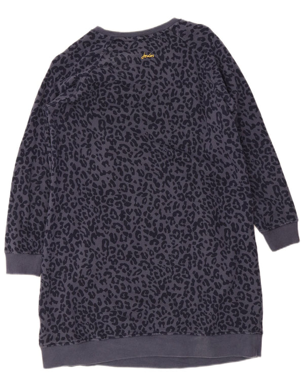 Joules Womens Long Sleeve Jumper Dress UK 12 Medium Navy Blue Animal Print