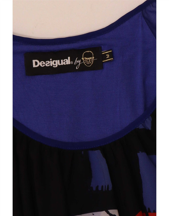 Desigual Womens Graphic 3/4 Sleeve Kaftan Dress UK 14 Medium Blue Patchwork