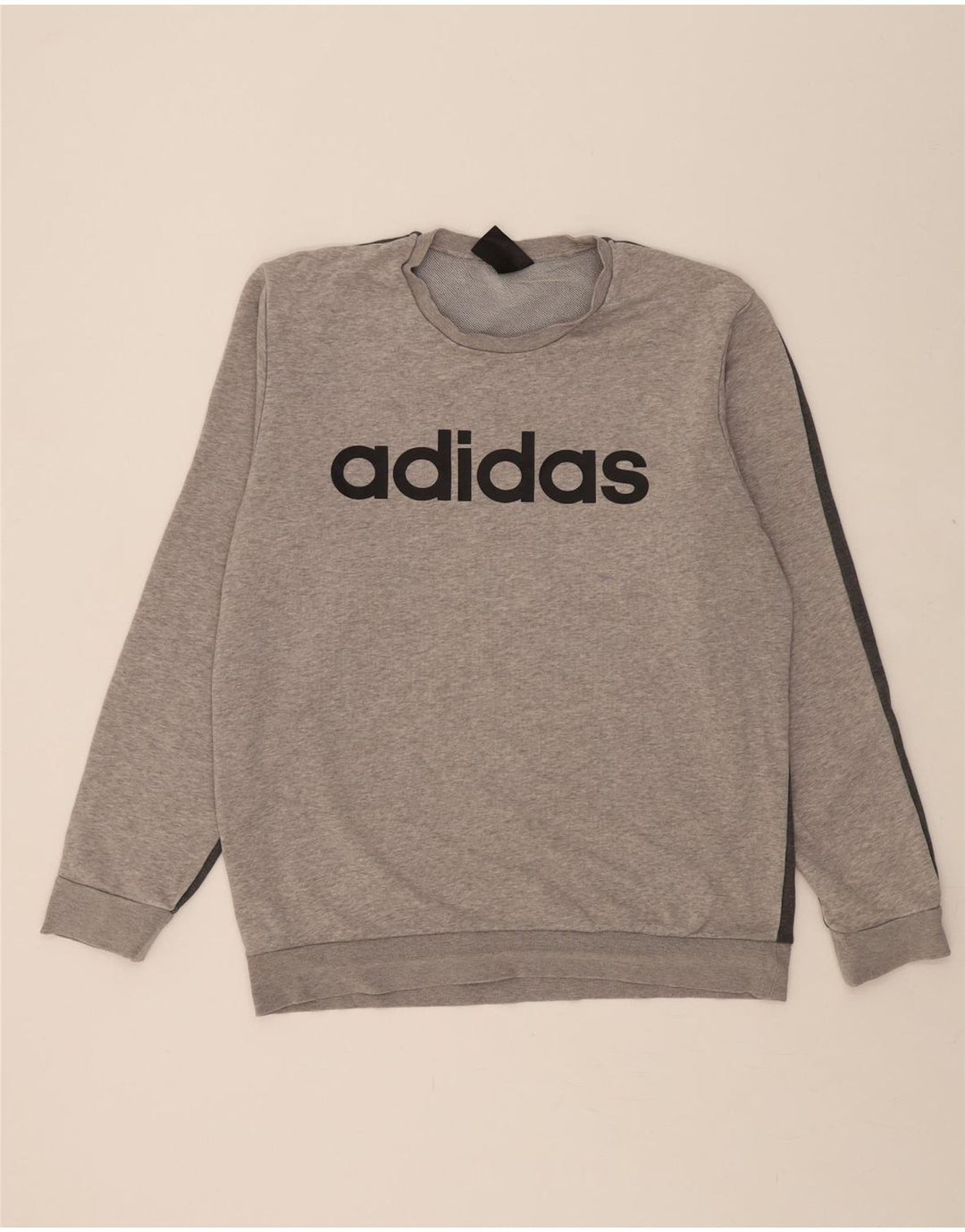 ADIDAS Mens Graphic Sweatshirt Jumper Large Grey Colourblock Cotton Vintage Adidas and Second-Hand Adidas from Messina Hembry 