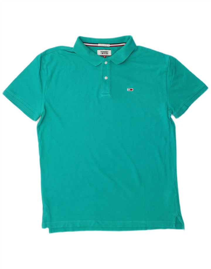 TOMMY HILFIGER Mens Regular Fit Polo Shirt Medium Turquoise Cotton