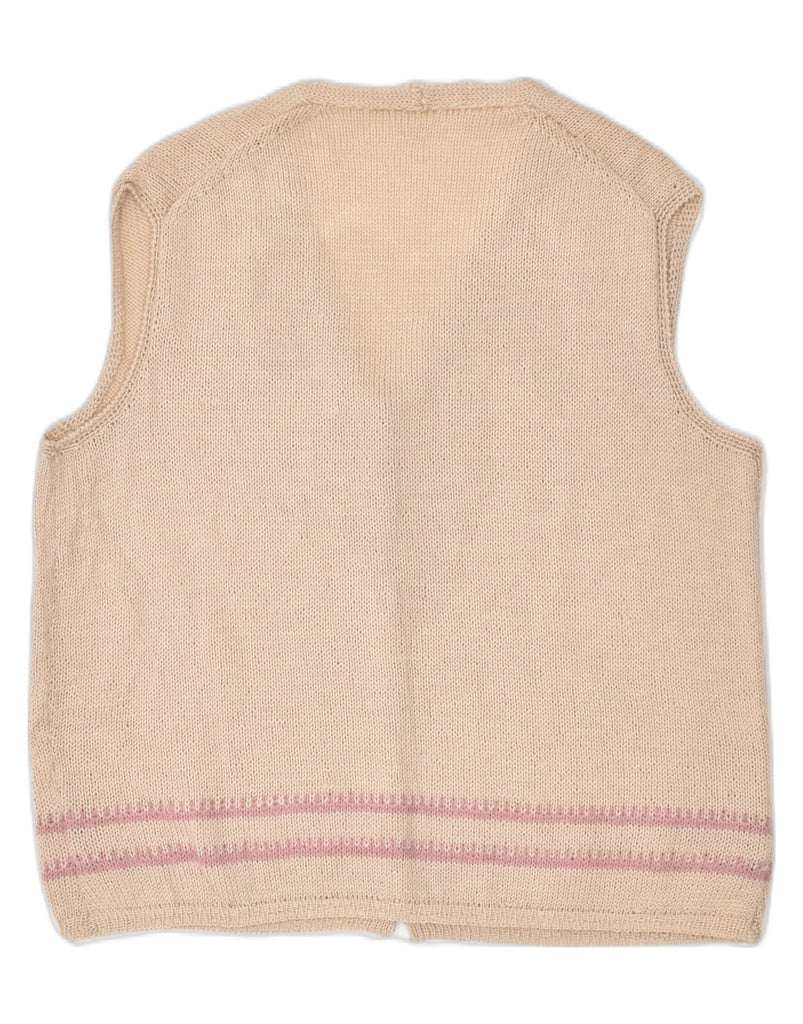 VINTAGE Womens Sleeveless Cardigan Sweater UK 20 2XL Beige Wool Classic | Vintage | Thrift | Second-Hand | Used Clothing | Messina Hembry 