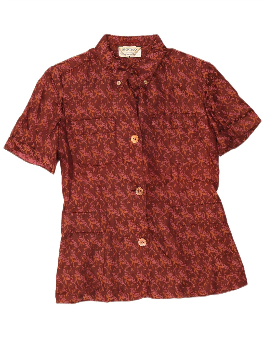Sportmax Womens Short Sleeve Blazer Jacket UK 12 Medium Brown Floral