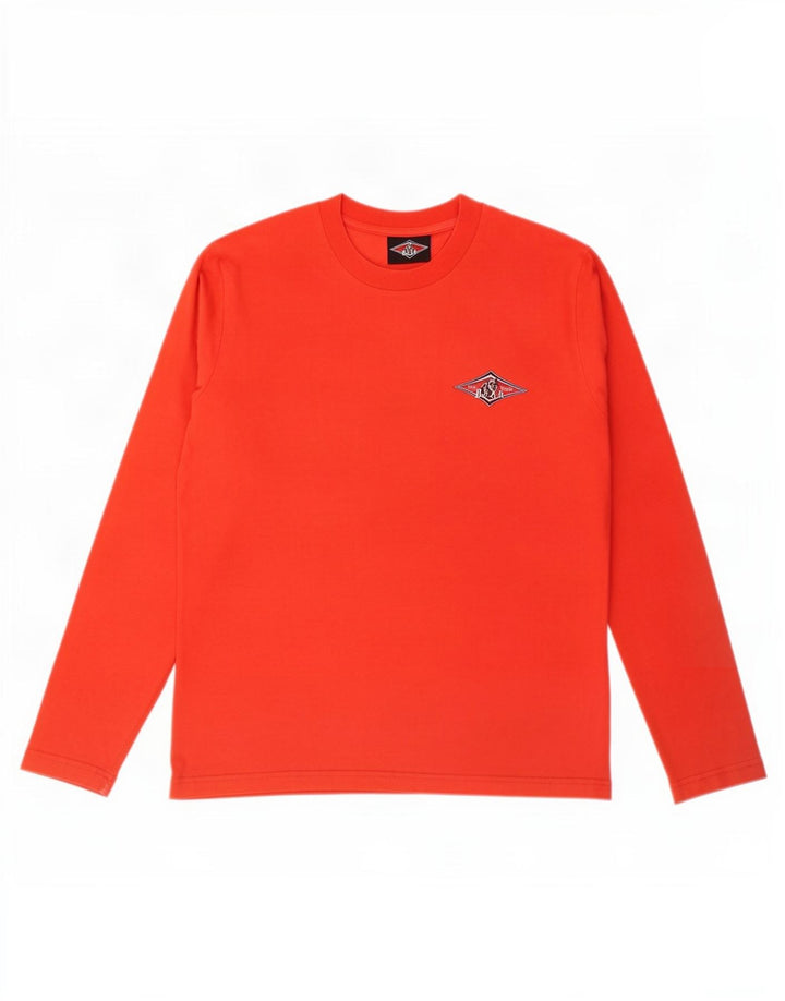 Bear Mens Graphic Top Long Sleeve Medium Red Cotton