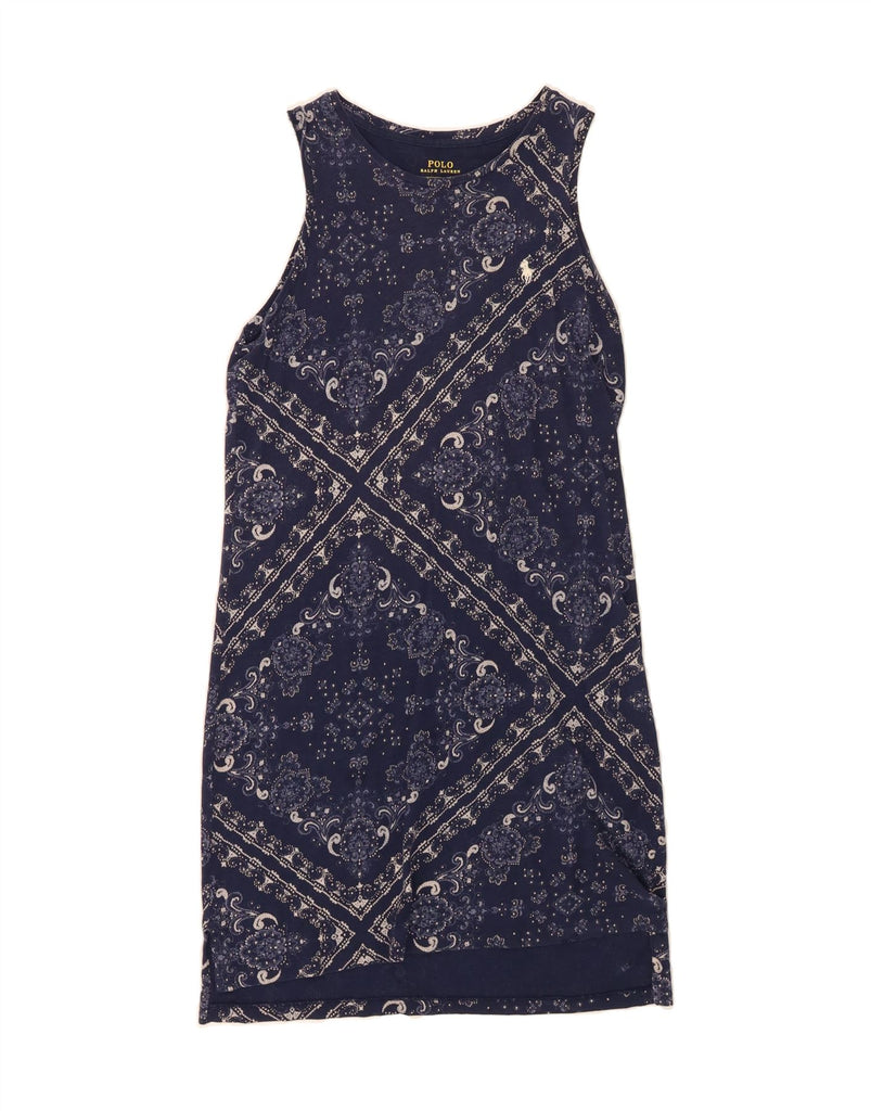 POLO RALPH LAUREN Womens Sheath Dress UK 10 Small Navy Blue Paisley Vintage Polo Ralph Lauren and Second-Hand Polo Ralph Lauren from Messina Hembry 