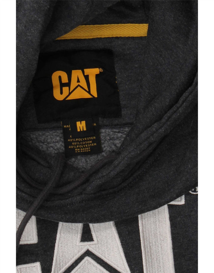 CAT Mens Graphic Hoodie Jumper Medium Grey Cotton
