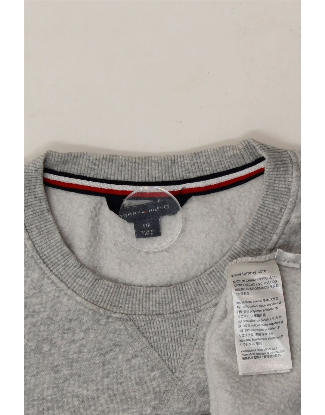 TOMMY HILFIGER Womens Sweatshirt Jumper UK 10 Small Grey Cotton Vintage Tommy Hilfiger and Second-Hand Tommy Hilfiger from Messina Hembry 