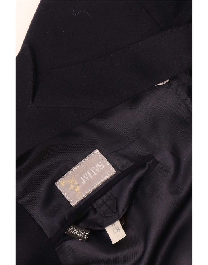 Jvlivs Mens Double Breasted Blazer Jacket IT 48 Medium Navy Blue Wool