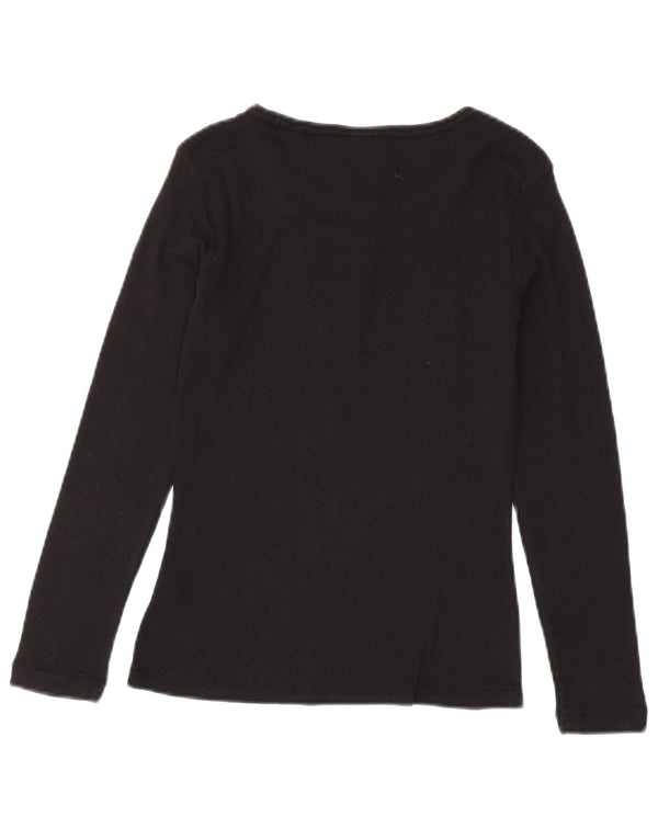 Champion Womens Heritage Classics Top Long Sleeve UK 12 Medium Black Cotton