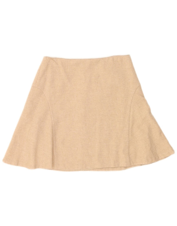 Massimo Dutti Womens Mini Skirt EU 40 Medium W30  Beige Wool