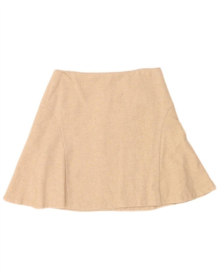 Massimo Dutti Womens Mini Skirt EU 40 Medium W30  Beige Wool