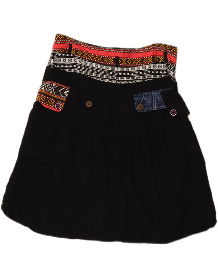 Desigual Womens Graphic A-Line Skirt EU 38 Medium W30 Black Patchwork