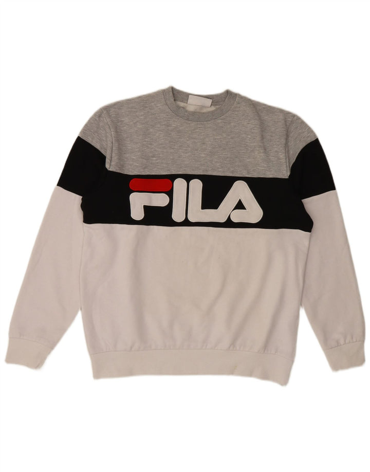 Fila Mens Graphic Sweatshirt Jumper Large Multicoloured Colourblock Cotton