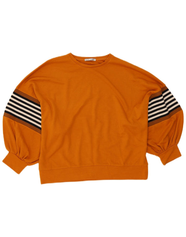 Zara Womens Oversized Sweatshirt Jumper UK 10 Small Orange Striped