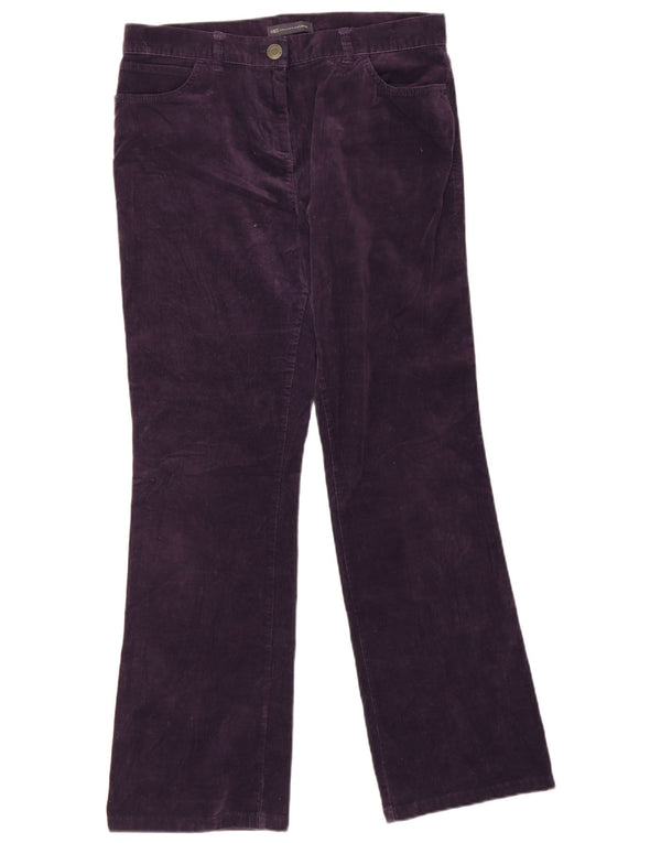 Marks & Spencer Womens High Waist Corduroy Trousers UK 14 Large W34 L29 Pur