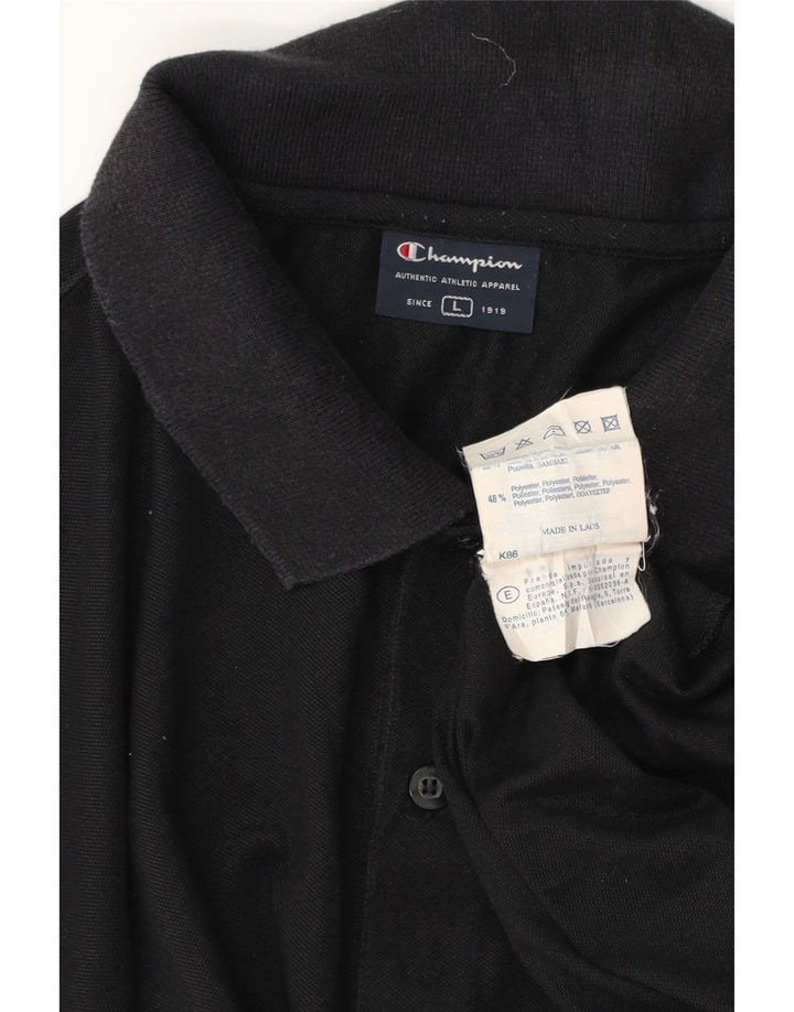 Champion Mens Polo Shirt Large Black Cotton