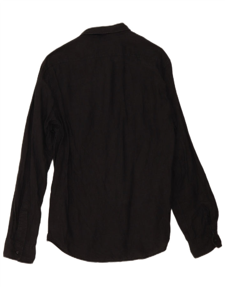 Ralph Lauren Mens Military Shirt Medium Black Linen