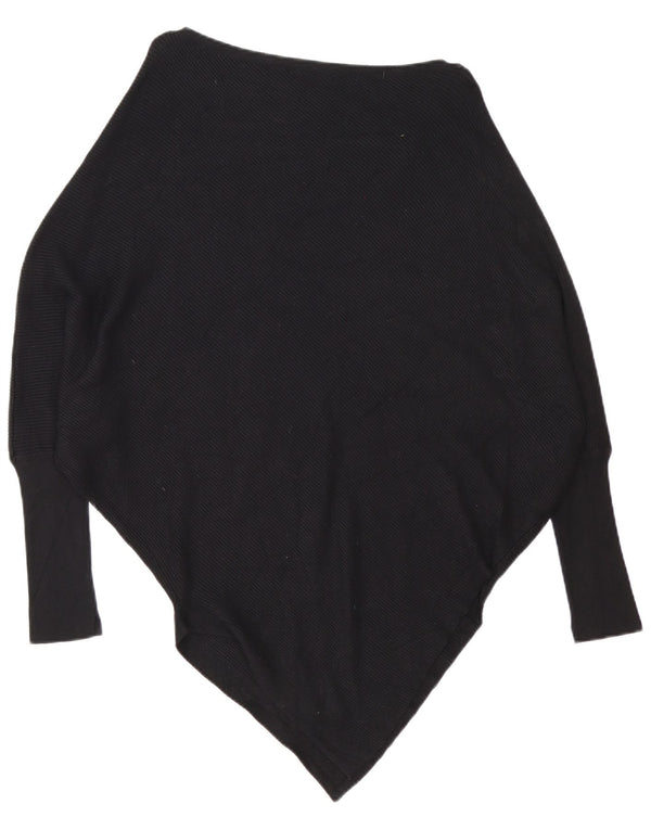 Zara Womens Oversized Asymmetric Boat Neck Jumper Sweater UK 10 Small Black