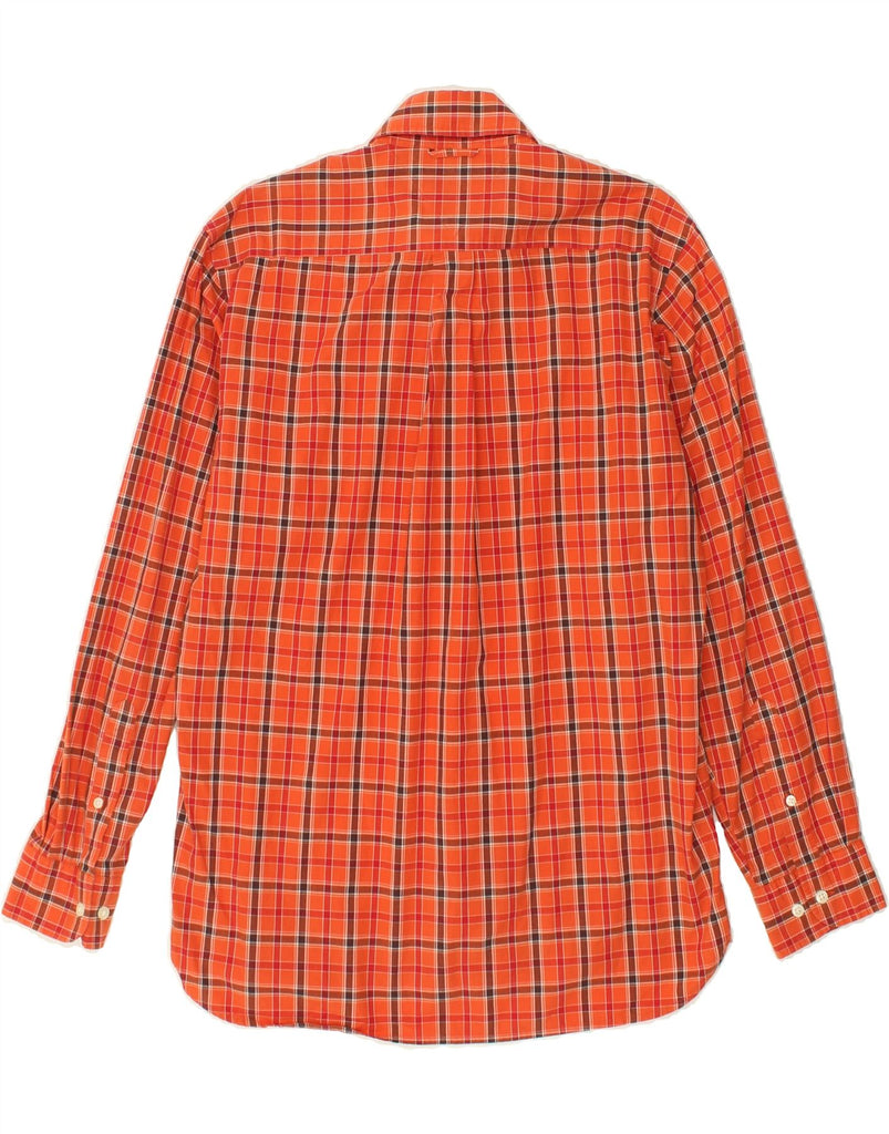 TOMMY HILFIGER Mens Shirt Medium Orange Check Cotton | Vintage Tommy Hilfiger | Thrift | Second-Hand Tommy Hilfiger | Used Clothing | Messina Hembry 