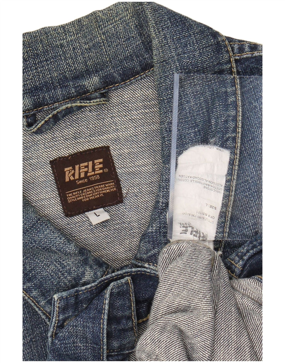 RIFLE Womens Denim Jacket UK 16 Large Blue Cotton