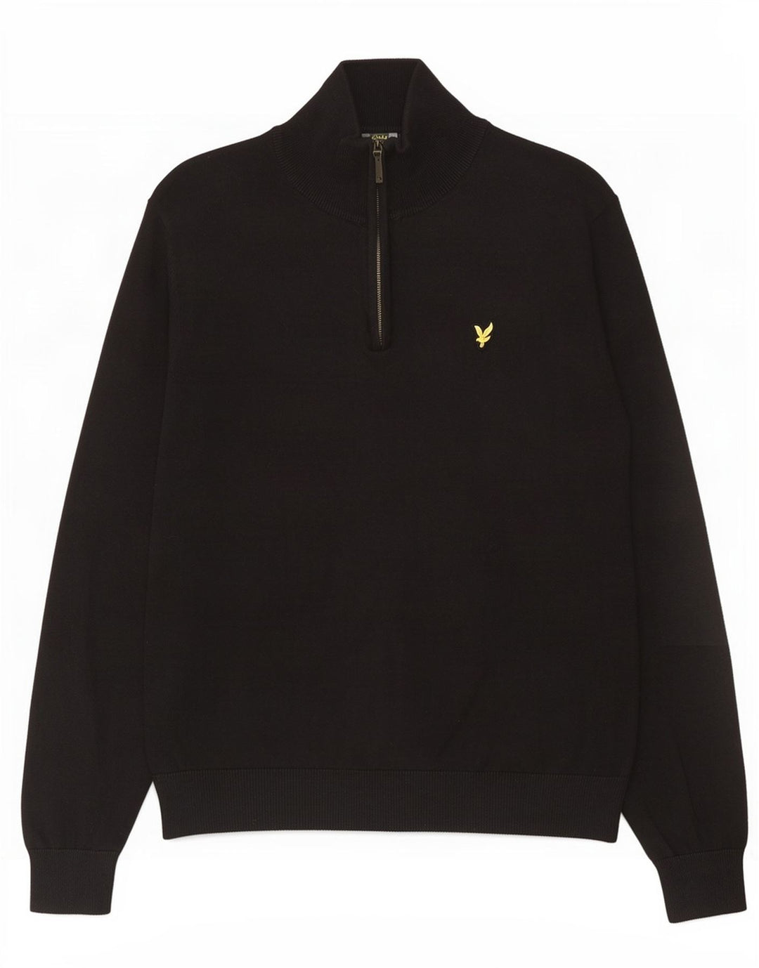 Lyle & Scott Mens Zip Neck Jumper Sweater XL Black Cotton
