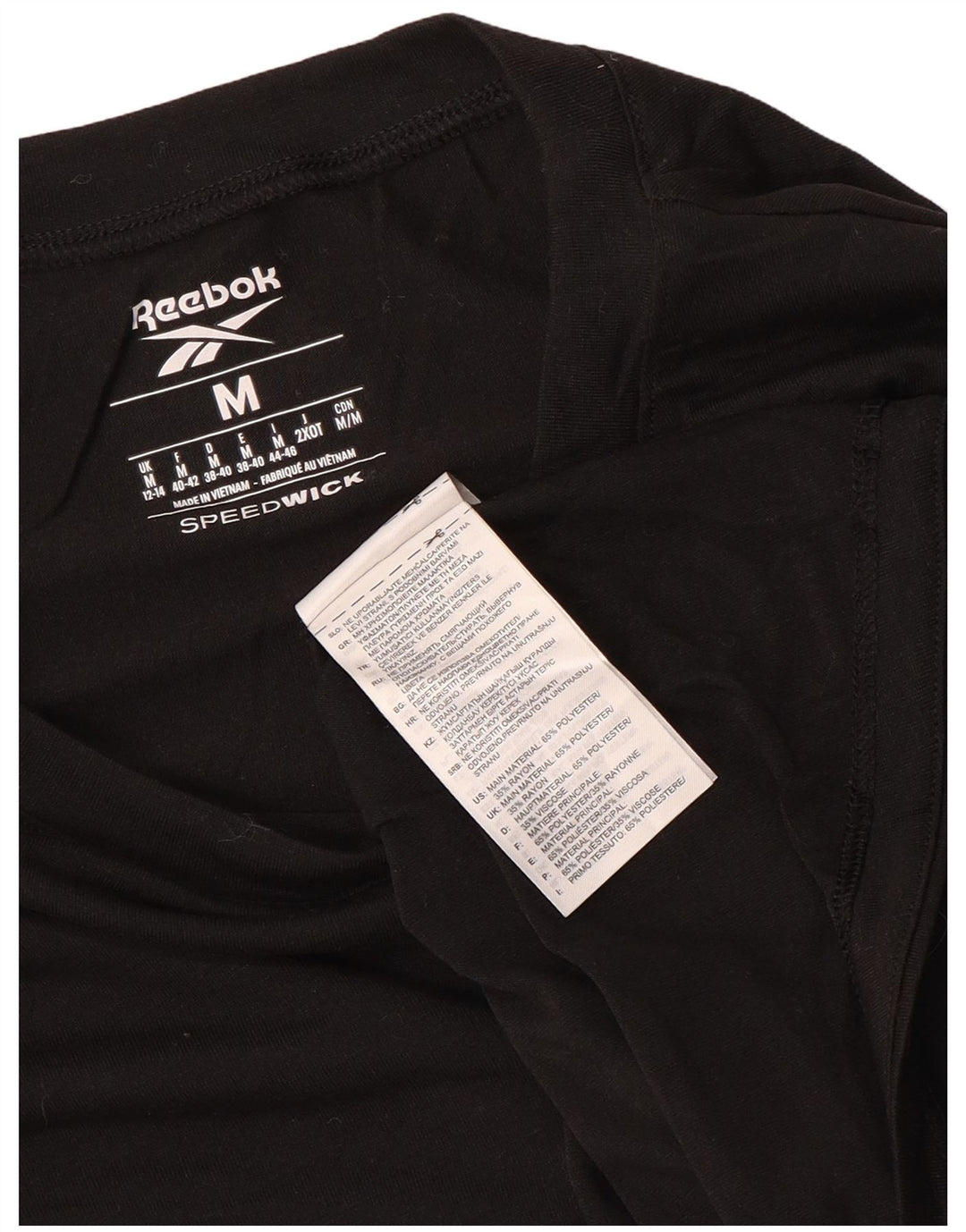 REEBOK Womens Crop Top Long Sleeve UK 12/14 Medium Black Polyester