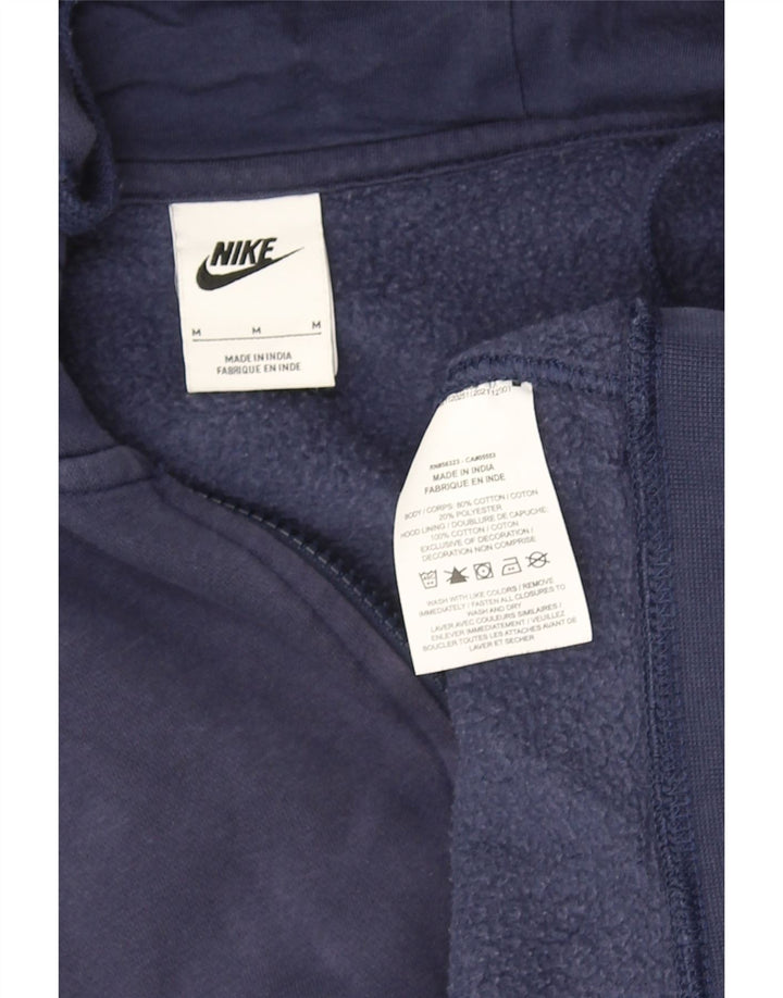 NIKE Mens Zip Hoodie Sweater Medium Navy Blue Cotton