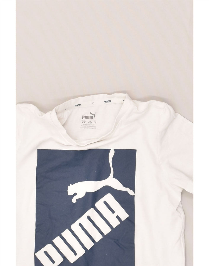 PUMA Boys Graphic T-Shirt Top 9-10 Years Medium White Cotton | Vintage Puma | Thrift | Second-Hand Puma | Used Clothing | Messina Hembry 