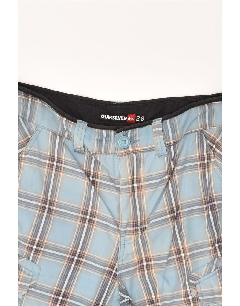 QUIKSILVER Mens Cargo Shorts W28 Small  Blue Check Cotton | Vintage Quiksilver | Thrift | Second-Hand Quiksilver | Used Clothing | Messina Hembry 