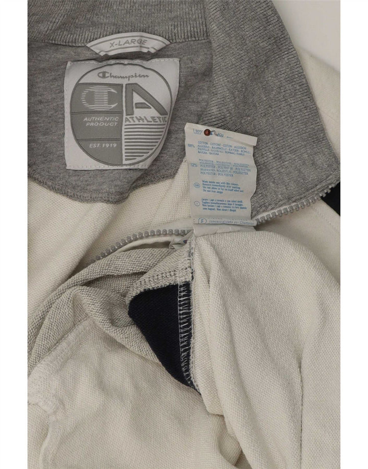 Champion Mens Tracksuit Top Jacket XL White Colourblock Cotton