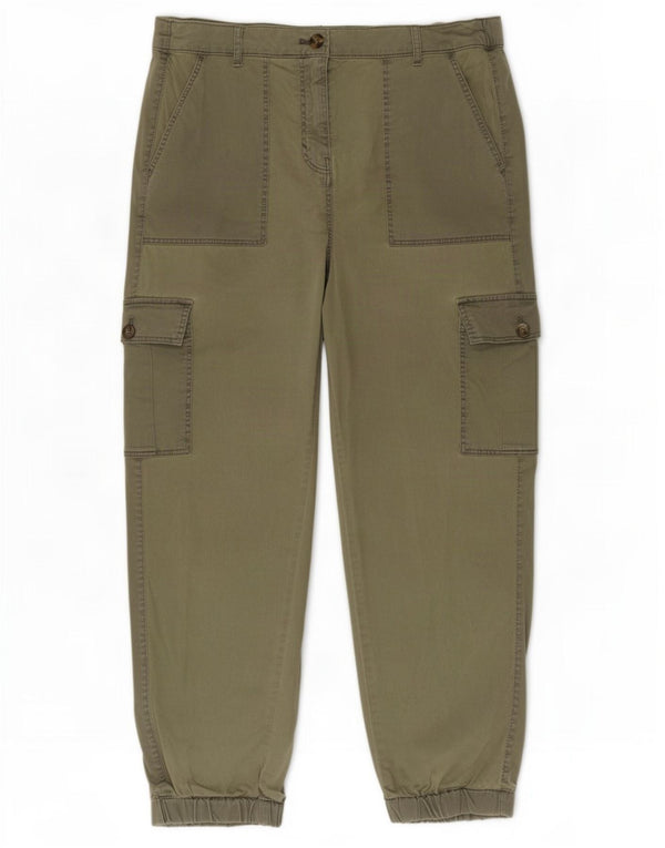 Marks & Spencer Womens Joggers Cargo Trousers UK 12 Medium W30 L26 Khaki