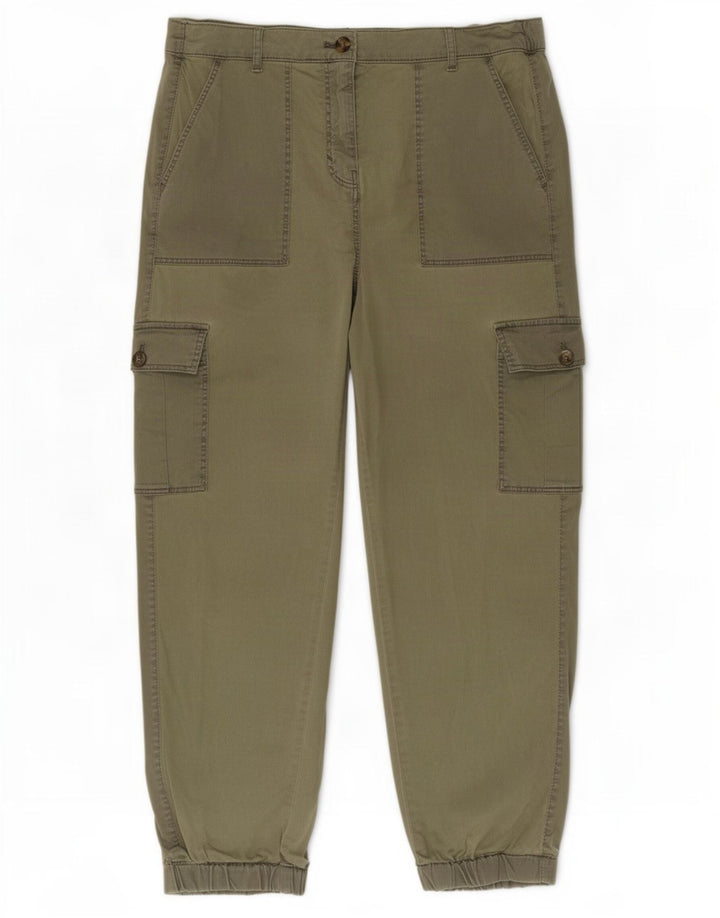 Marks & Spencer Womens Joggers Cargo Trousers UK 12 Medium W30 L26 Khaki