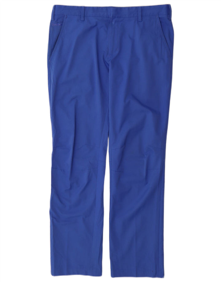 Adidas Mens Coolmax Straight Chino Trousers W34 L32 Blue Polyester