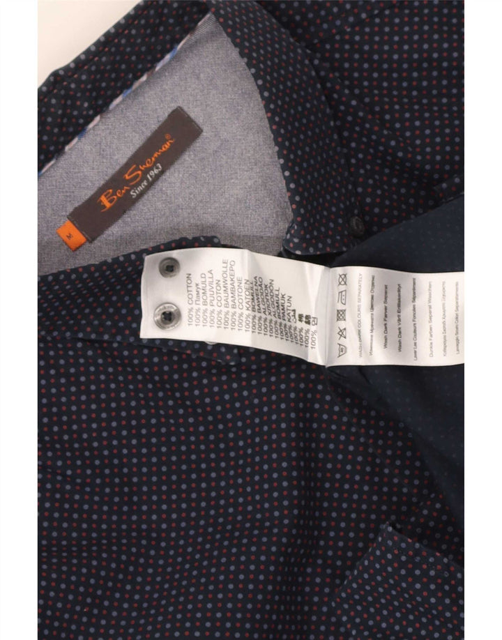 Ben Sherman Mens Shirt Medium Navy Blue Spotted Cotton