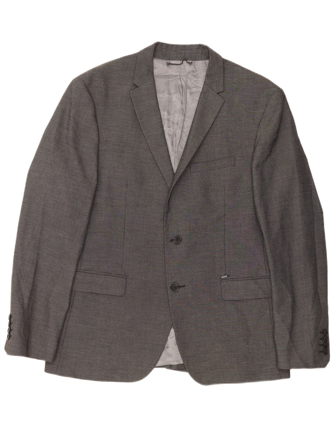 Zara Mens 2 Button Blazer Jacket Size 54 XL Grey Polyester