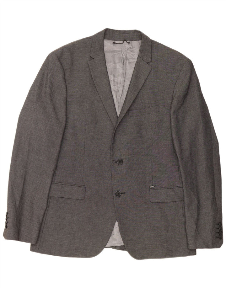 Zara Mens 2 Button Blazer Jacket Size 54 XL Grey Polyester