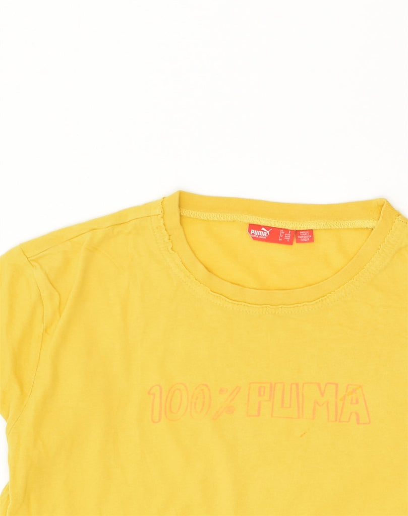 PUMA Mens Graphic T-Shirt Top Small Yellow Cotton | Vintage Puma | Thrift | Second-Hand Puma | Used Clothing | Messina Hembry 