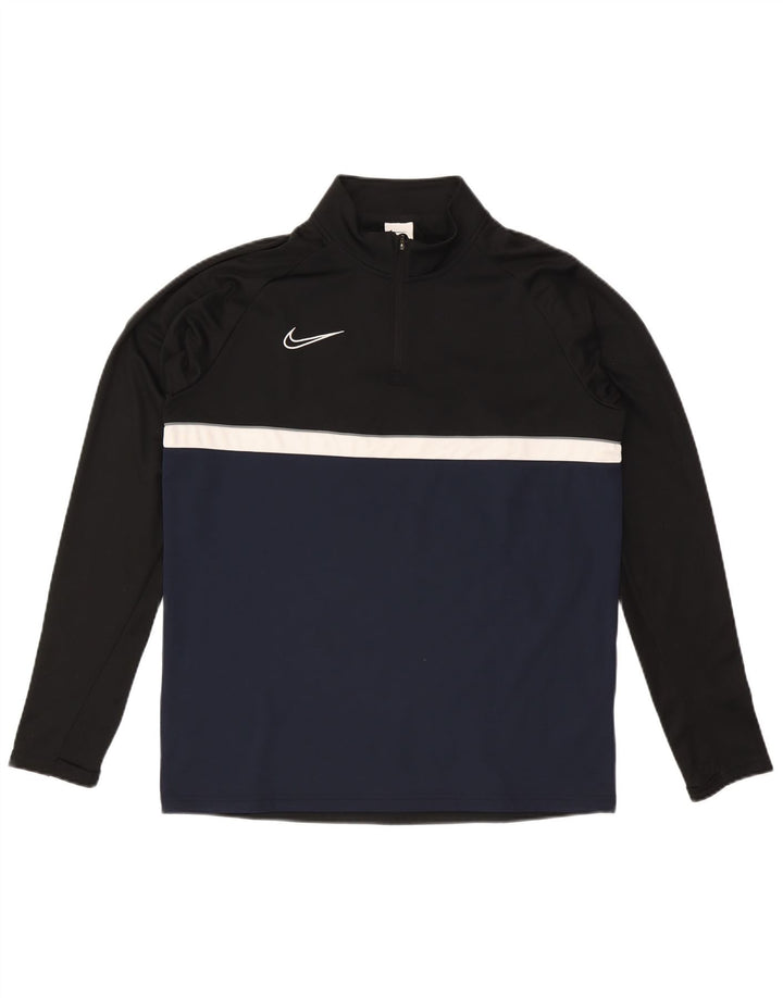 Nike Mens Dri Fit Zip Neck Pullover Tracksuit Top Large Black Colourblock