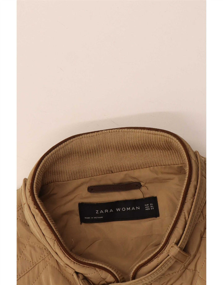 Zara Womens Quilted Gilet UK 18 XL Beige