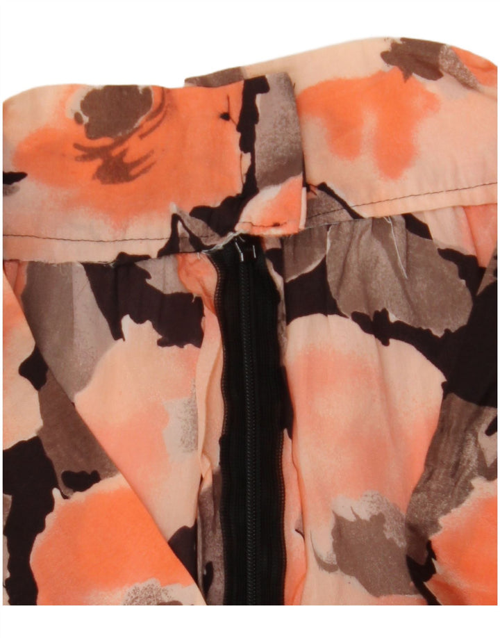 Vintage Womens Flared Skirt W28 Medium Orange Floral