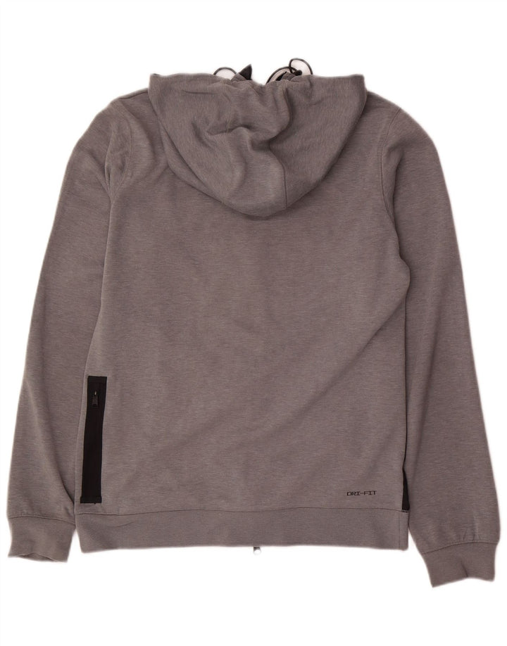 JORDAN Mens Zip Hoodie Sweater Small Grey Colourblock Cotton