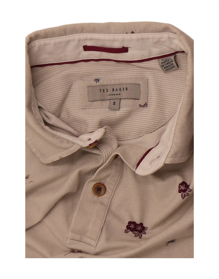 TED BAKER Mens Polo Shirt Size 5 XL Grey Floral Cotton