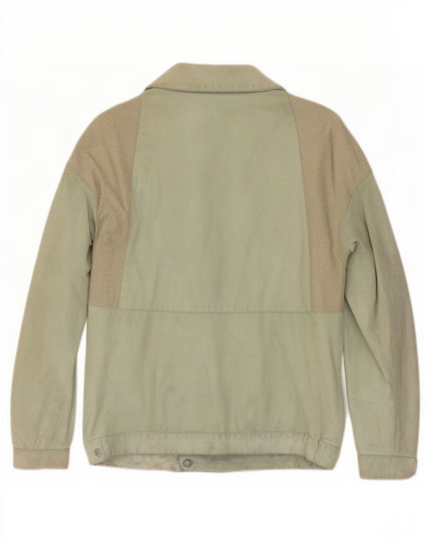 Vintage Womens Suede Jacket IT 44 Medium Green Leather