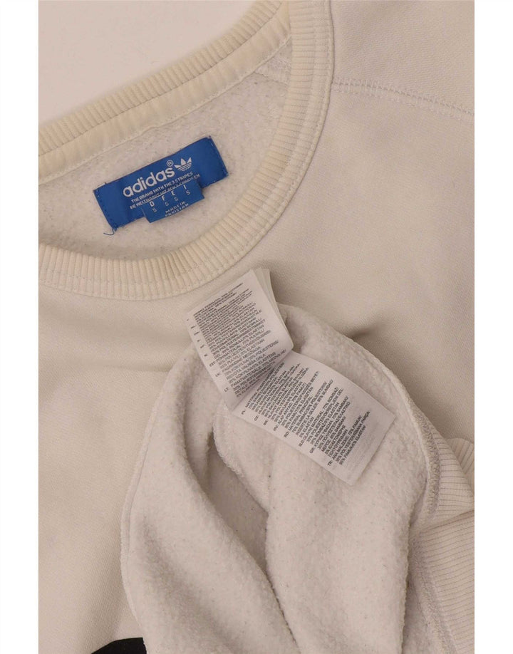 Adidas Mens Graphic Sweatshirt Jumper Small White Cotton