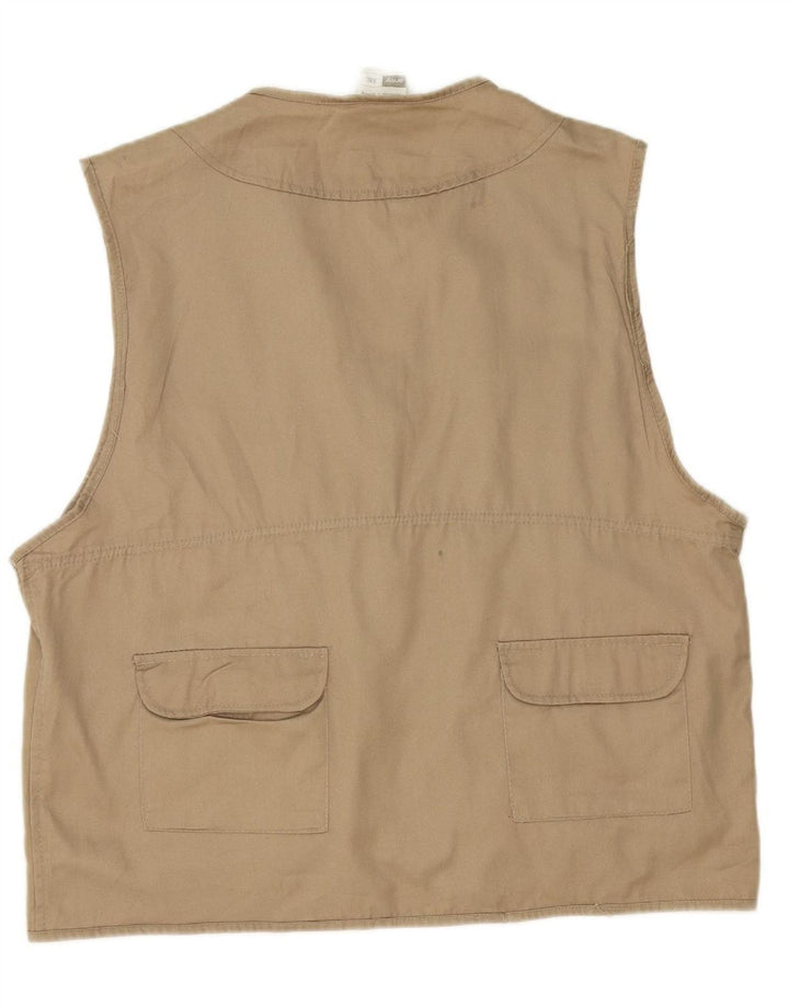 VINTAGE Mens Utility Gilet UK 44 2XL Beige Polyester