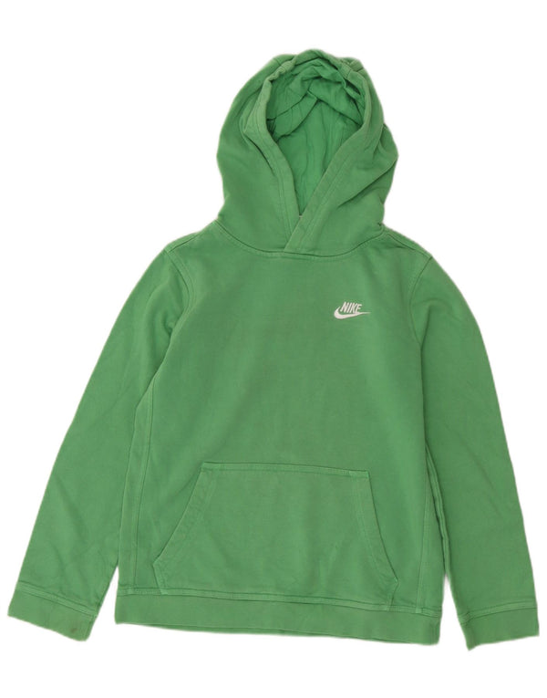 Nike Boys Hoodie Jumper 12-13 Years Large Green Cotton